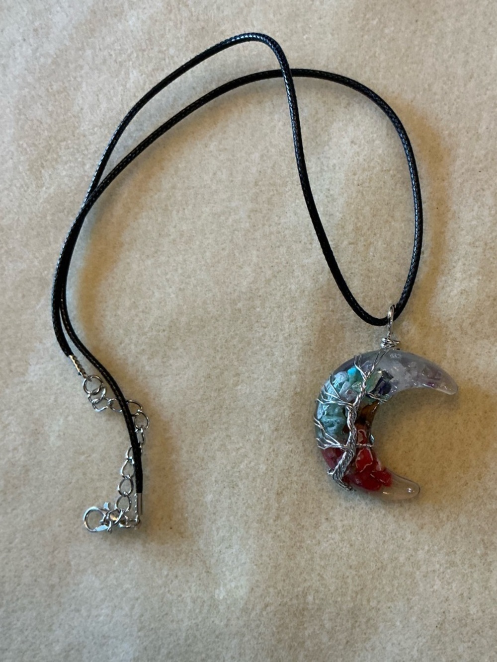 Crescent Moon Pendant Necklace - choose your color! 23”